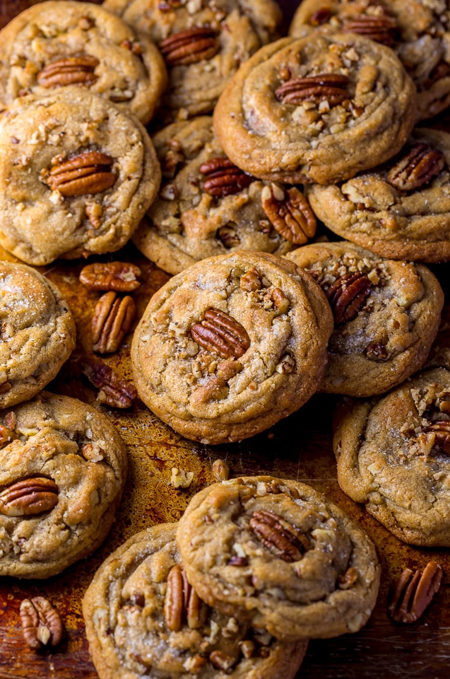 Thick, chewy, and insanely delicious Butter Pecan Cookies! And they're freezer friendly, too!