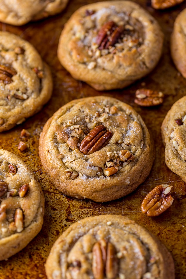 Thick, chewy, and insanely delicious Butter Pecan Cookies! And they're freezer friendly, too!